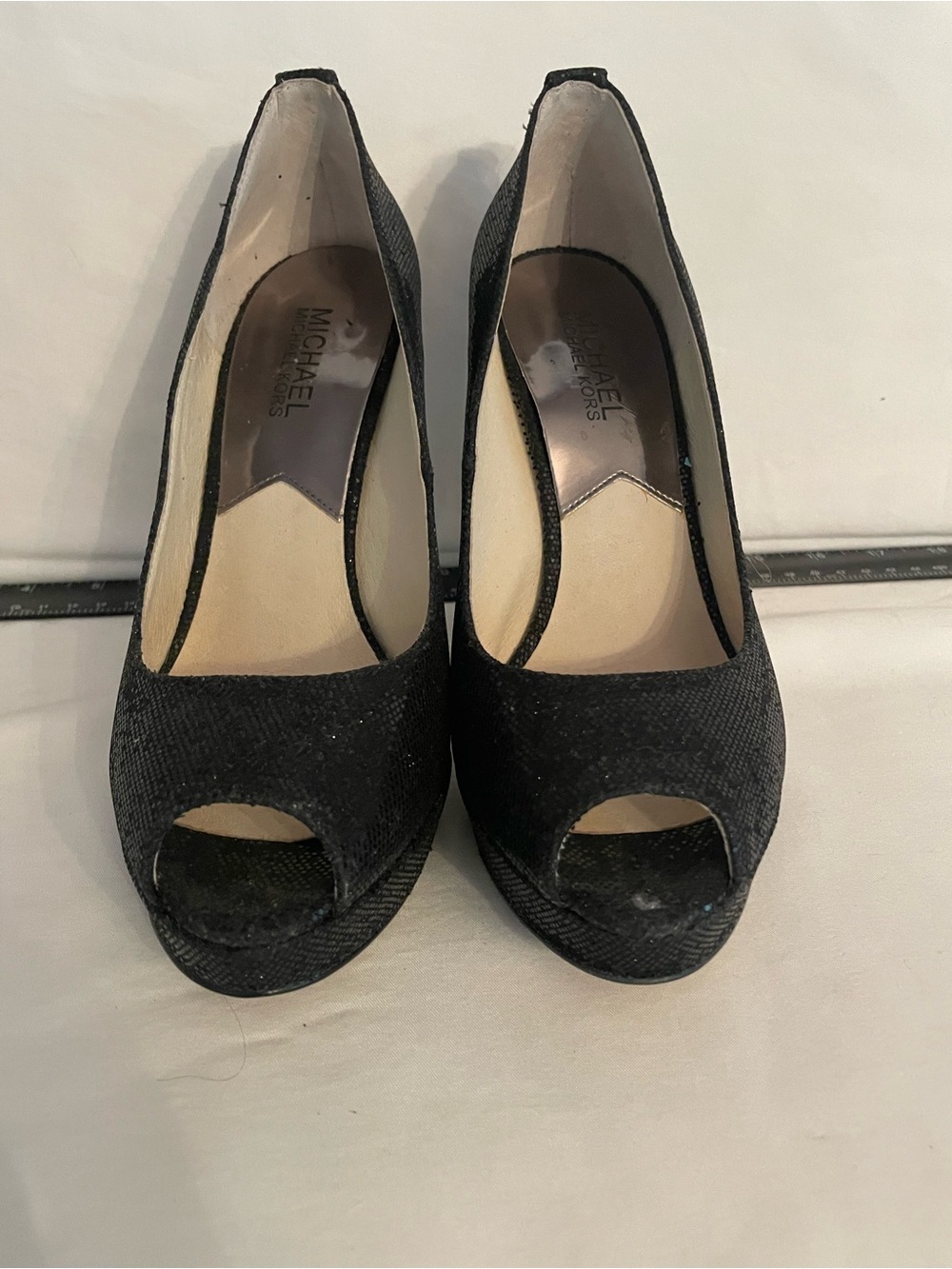 Michael Kors Black Peep-Toe Platform Heels